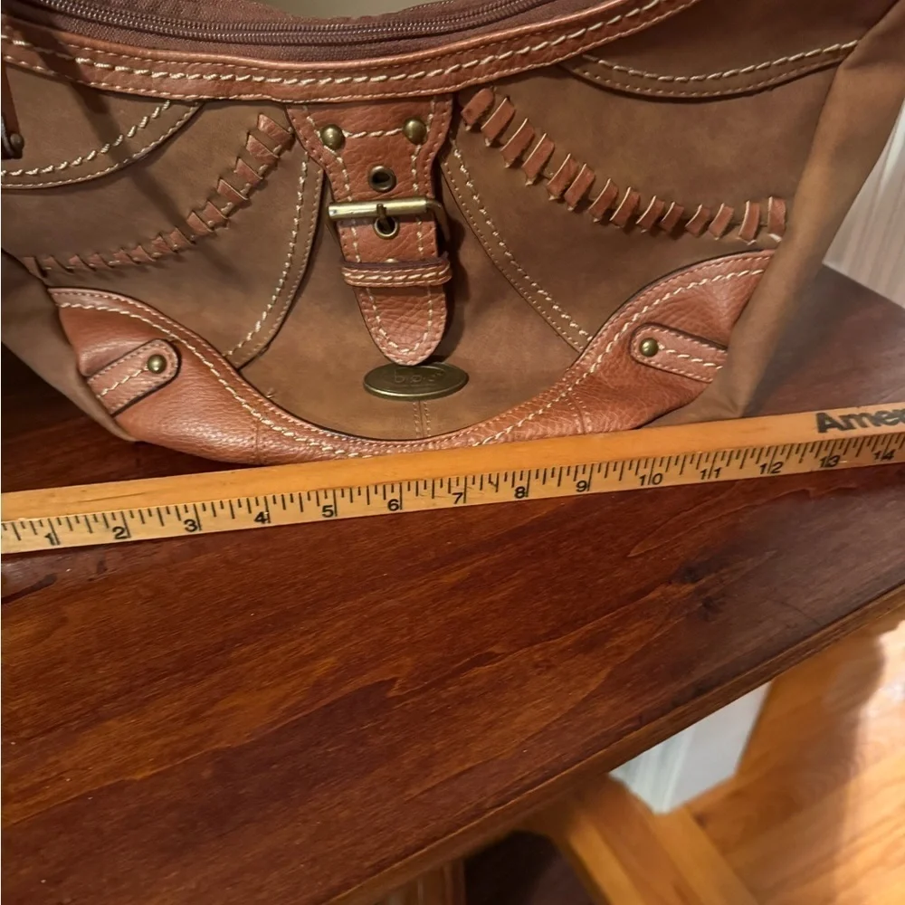 b.o.c. Cedar Ridge Hobo Crossbody  Brown Shoulder Bag with Dual Zippers
